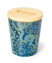 Load image into Gallery viewer, Bulurru Aboriginal Soy Candle , On Walkabout - Blue, Lime &amp; Coconut Scent