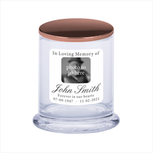 Load image into Gallery viewer, Memorial Candle With Photo - Papaya Scent