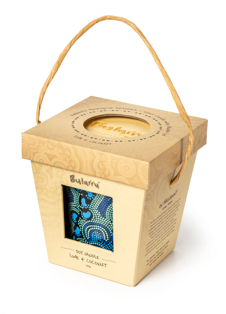 Bulurru Aboriginal Soy Candle , On Walkabout - Blue, Lime & Coconut Scent