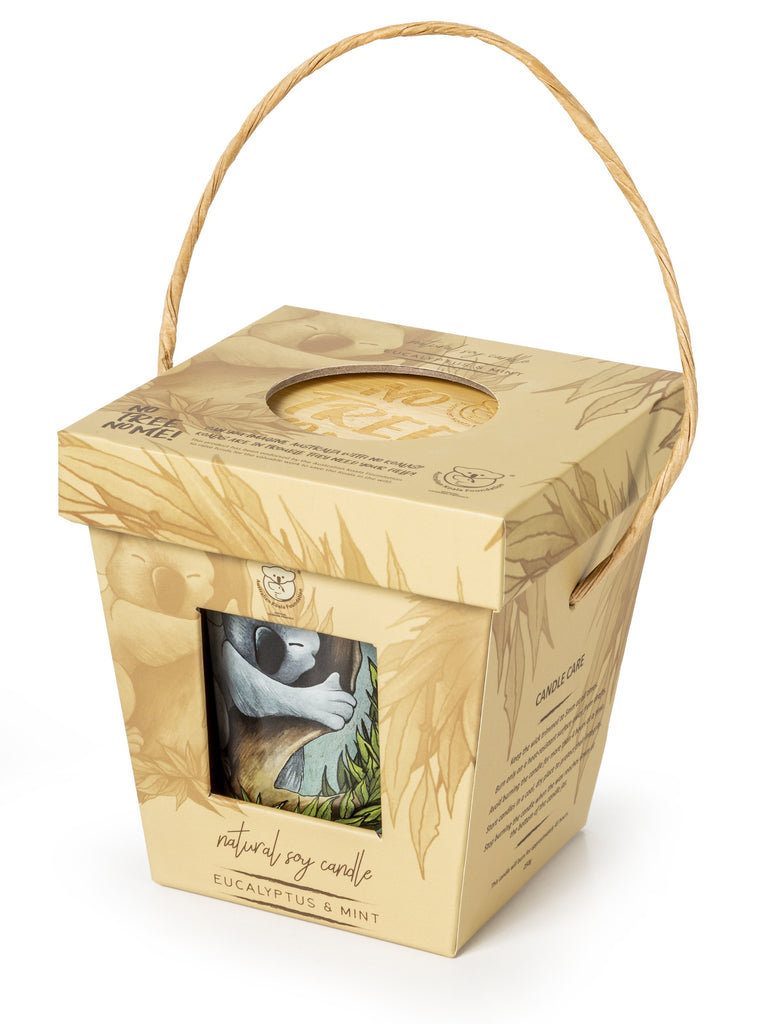 Koala Foundation Candle Eco Friendly Box , No Tree No Me , Eucalyptus & Mint Scent
