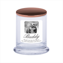 Load image into Gallery viewer, Pet Memorial Candle With Photo - Rose &amp; Vanilla Scent