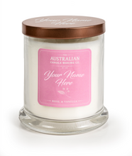 Load image into Gallery viewer, Personalised Signature Collection Soy Candle Rose &amp; Vanilla Scent